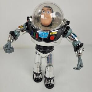 Toy Story Buzz Lightyear Thinkway Disney Chrome 12” Action Figure AS IS Read Ad